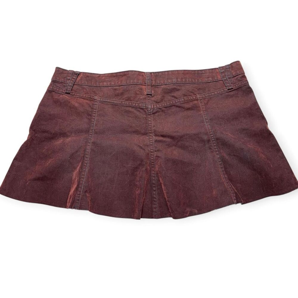 Wild Fable Burgundy Coated Denim Flare Micro Mini Skirt Size 14 NWT